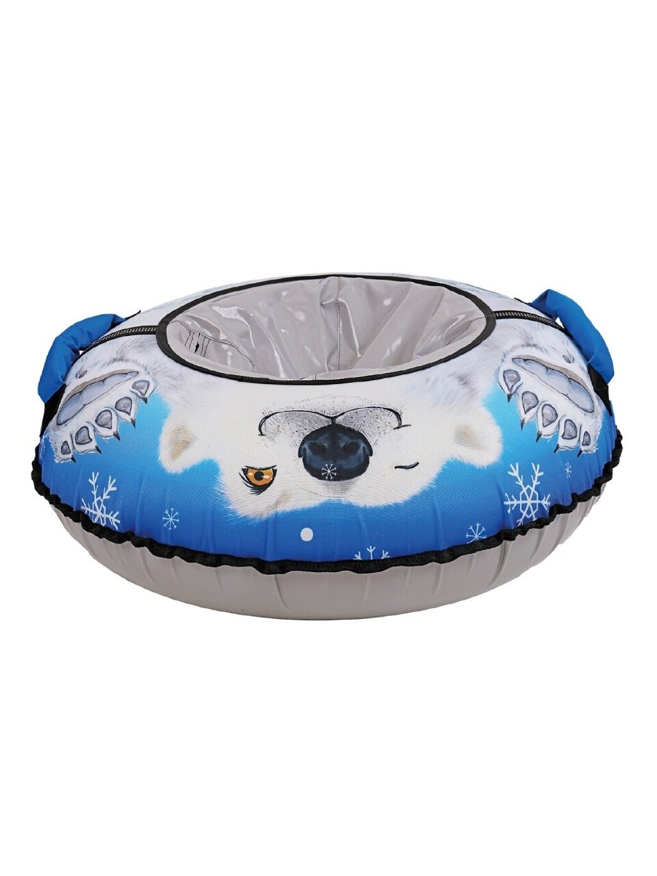 Санки-ватрушка Nika, С Белыми медведями, 85 см, 90 кг, с буксировочным тросом, с ручками, принт, светоотраж элементы, ТБ3К-85/БМ