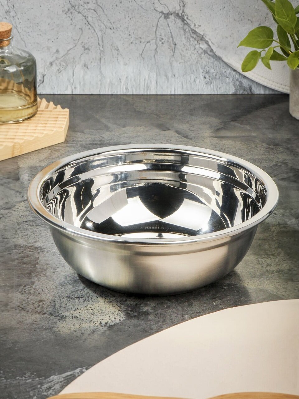 Миска походная, нержавеющая сталь, 1.6 л, 22 см, глубокая, B020134