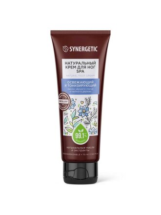 Крем для ног, Synergetic, Spa, освежающий и тонизирующий, 75 мл