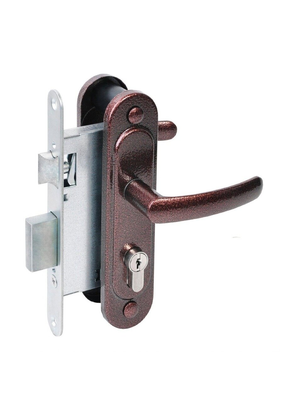 Замок врезной Абсолют, ЗВ4.2-08, БП-00013534, ручка в комплекте, цилиндровый, медь-антик