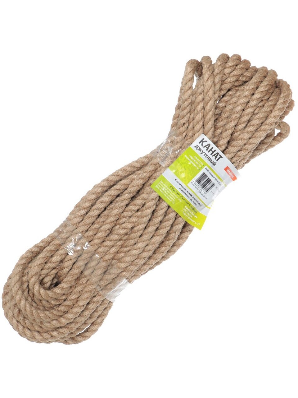 Канат диаметр 10 мм, джут, Кдж10_20, 20 м