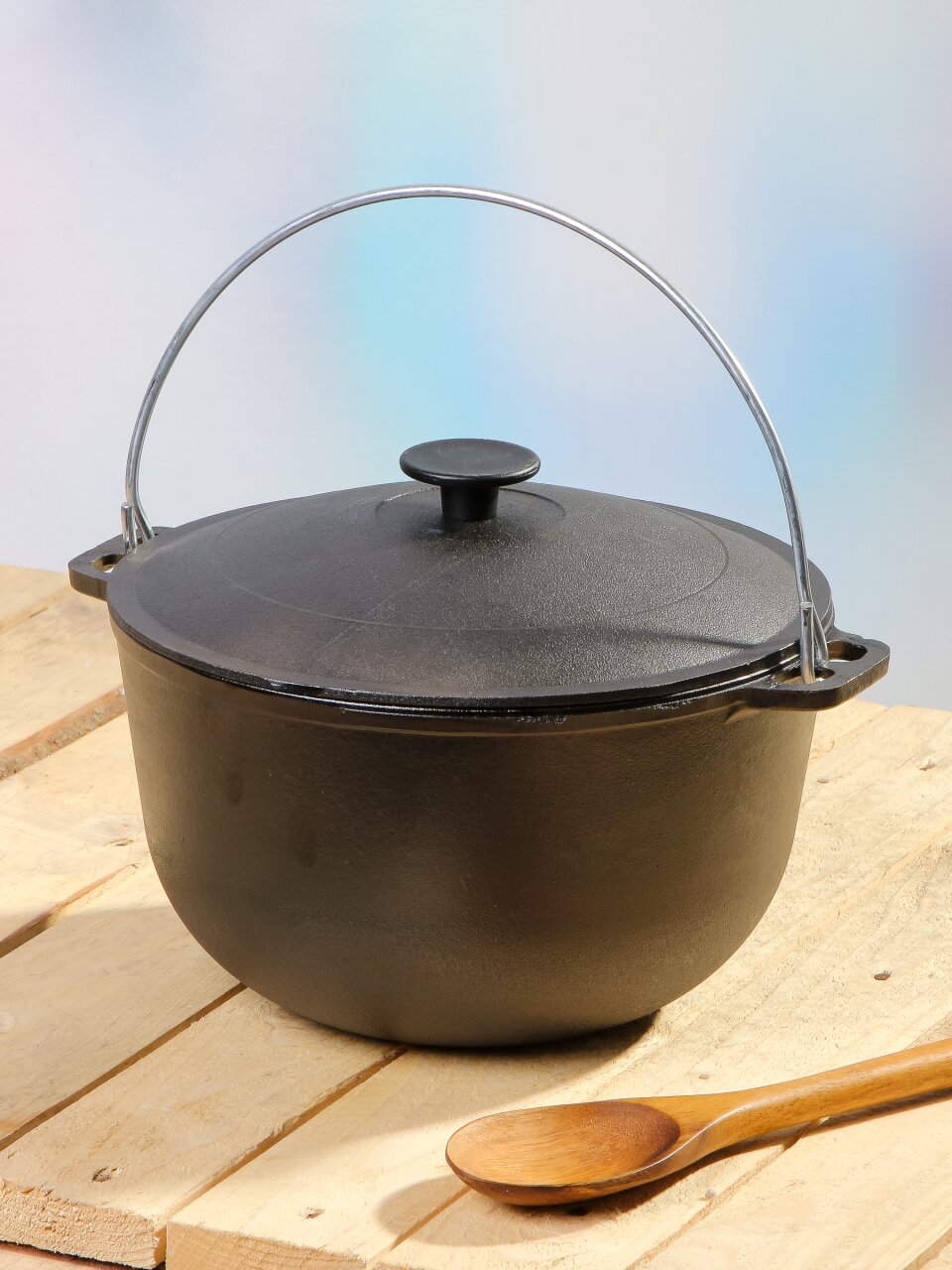 Казан чугун, 6 л, с крышкой, крышка чугун, с дужкой, Гардарика, 1506-3