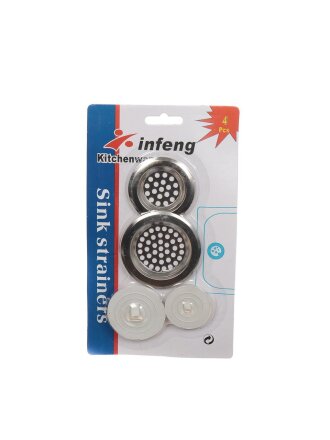 Фильтр для раковин металл, круглый, решетка 2 шт d 6, 8 см + пробка 2 шт, Y399, серебристый