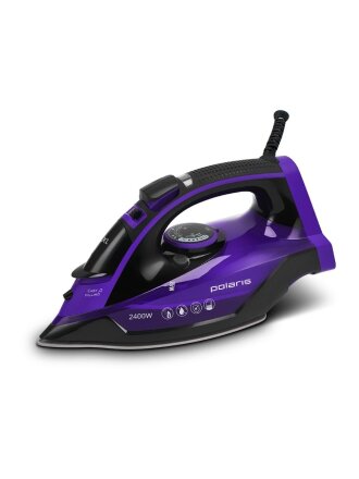 Утюг Polaris, PIR 2415K, 2400 Вт, керамика, вертикальное отпаривание, противокапельная система, 1.8 м, фиолетовый