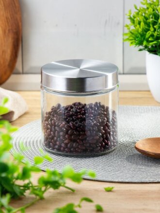 Банка для сыпучих продуктов, стекло, 0.7 л, с крышкой, Классика, Y4-3574