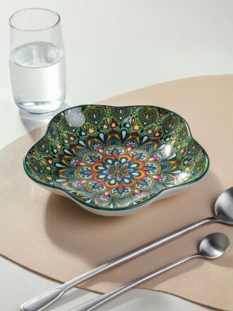 Блюдо керамика, 20 см, зеленое, Самарканд, Y4-9768