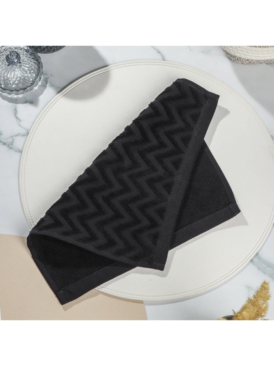 Полотенце кухонное махровое, 30х30 см, 450 г/м2, 100% хлопок, Silvano, Navy, черное, Узбекистан