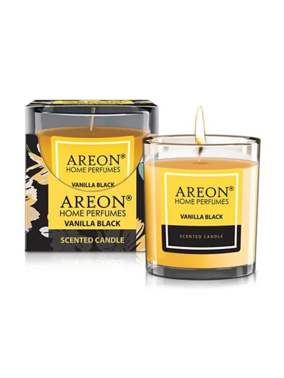 Свеча ароматическая, 7.5х7х7 см, в стакане, Areon, Ванила Блэк, 120 гр., 704-CR-02