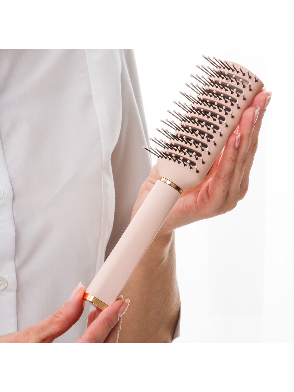 Расческа массажная, 24х4.5 см, пластик, пластиковая ручка, прямоугольная, розовая, A100056