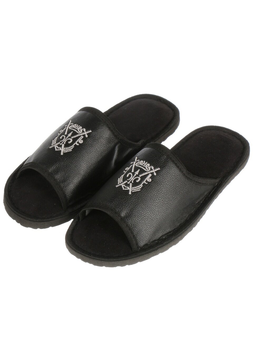 Тапки для мужчин, эко-кожа, черные, р. 43, открытые, King