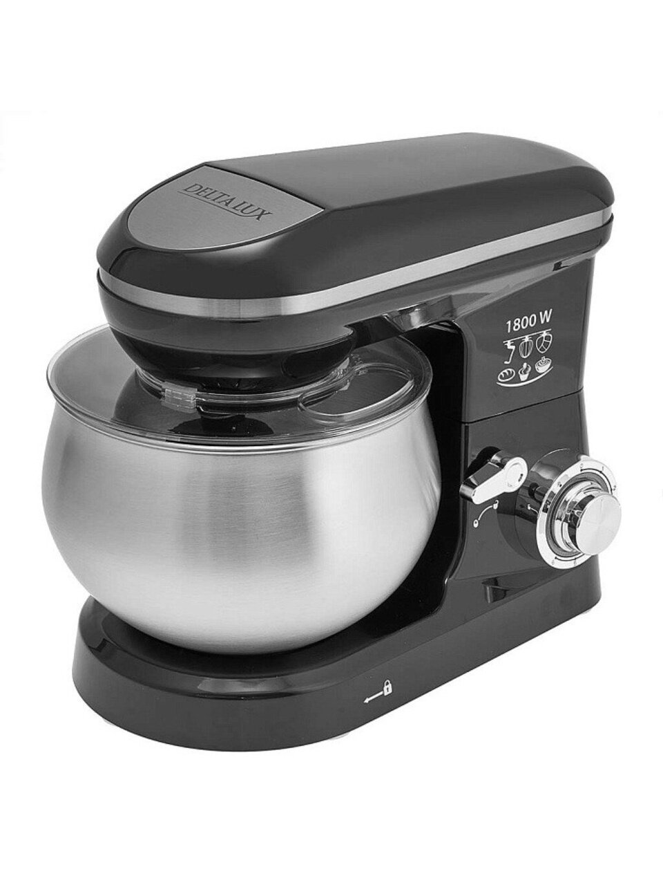 Миксер планетарный Delta Lux, DE-7901P, 5 л, 1800 Вт, 6 скоростей, черный