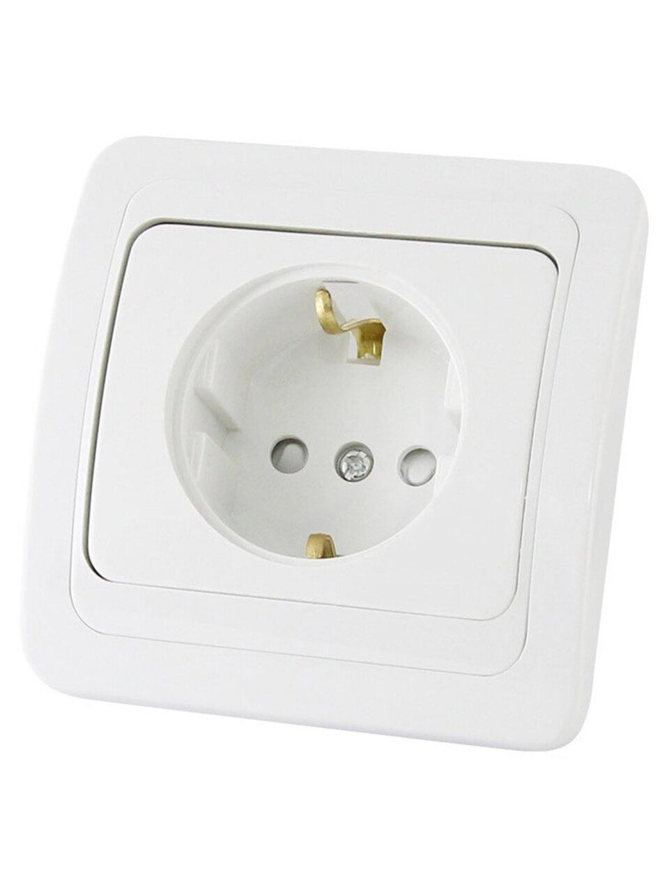 Розетка скрытой установки, 1 гнездо, с заземлением, 16 А, с защитными шторками, белая, 2П+З, TDM Electric, Валдай, SQ1804-0024