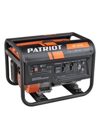 Генератор бензиновый, Patriot, GP 3510, 2.8 кВт, четырехтактный, 7 л.с., 16 А, выход 12 В, ручной стартер, 474101535