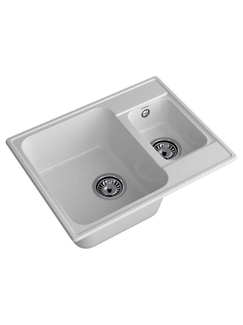 Мойка кухонная врезная, GranFest, Quarz, кварцевый песок, 617х480 мм, без сифона, серая, GF-Z09