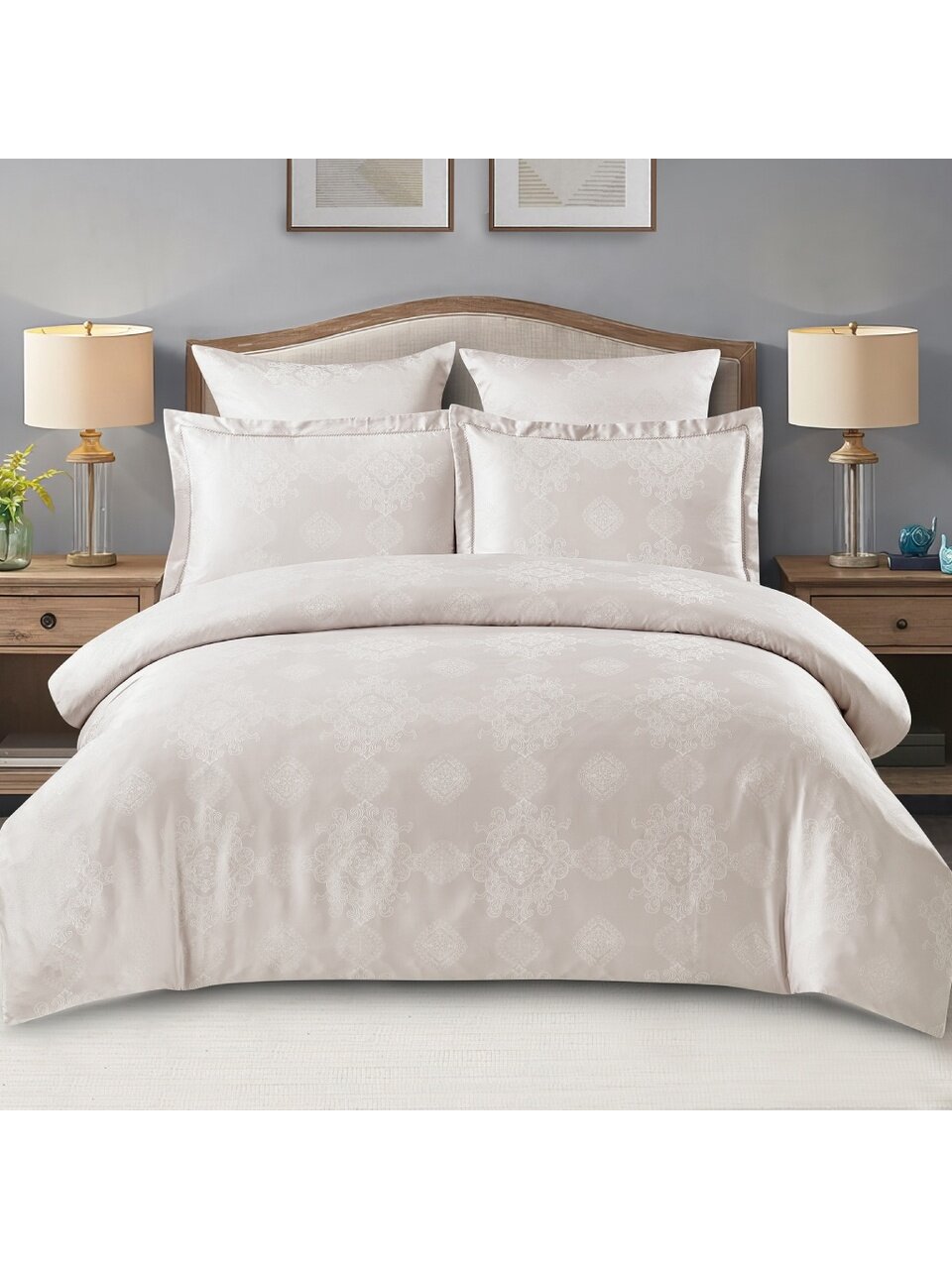 Постельное белье 2-спальное, простыня 230х250 см, 2 наволочки 70х70 см, 2 наволочки 50х70 см, пододеяльник 180х210 см, Cleo, жаккард, коллекция Tencel Jacquard, 21/024-TJ