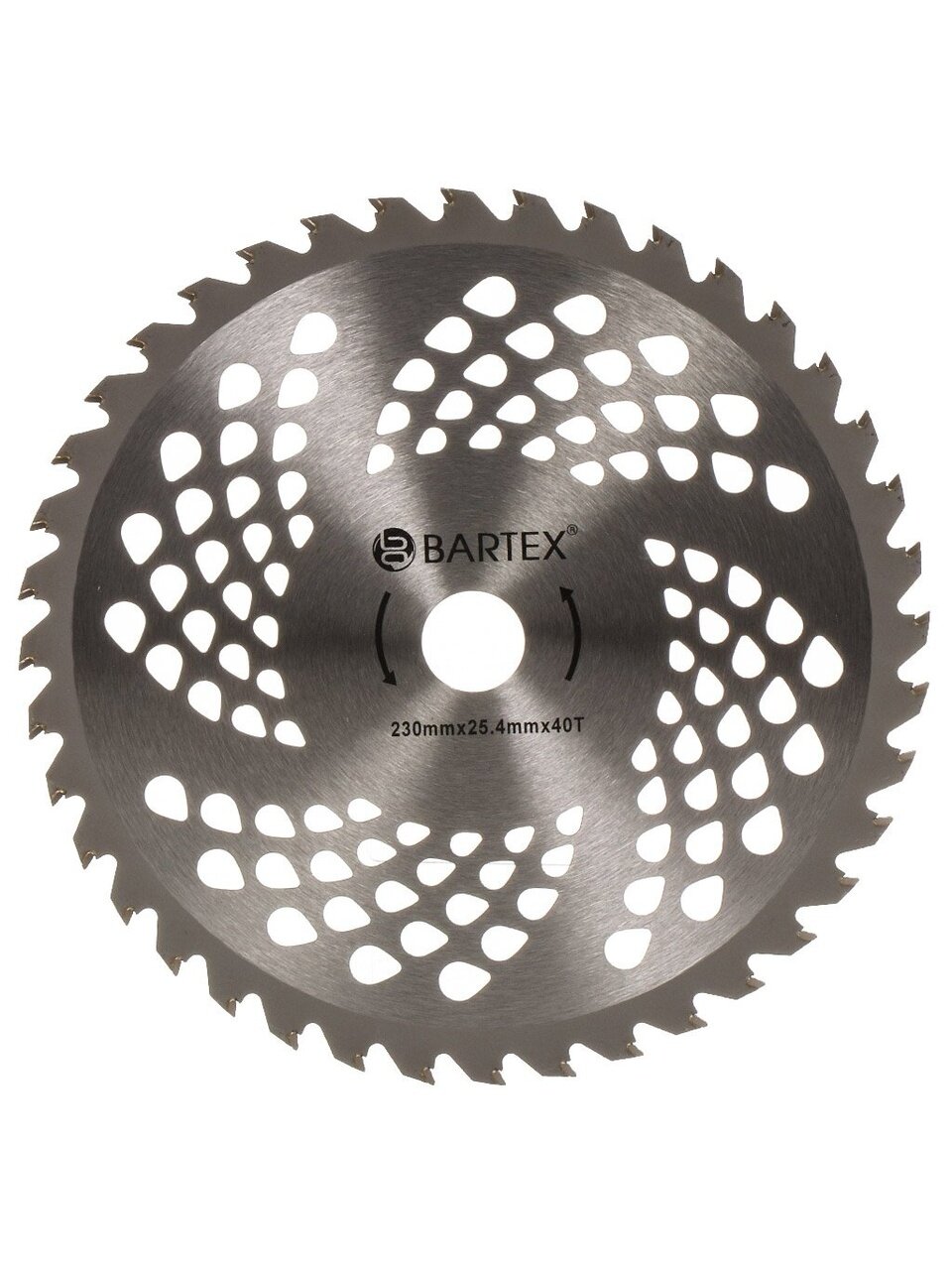 Нож для триммера 40 зубьев, 230 мм, посадочный диаметр 25.4 мм, 1.6 мм, Bartex, с твердыми напайками