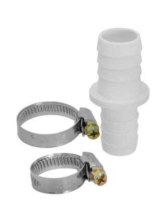 Штуцер для сливных шлангов, 19х22 мм, с хомутами, индивидуальная упаковка, MasterProf