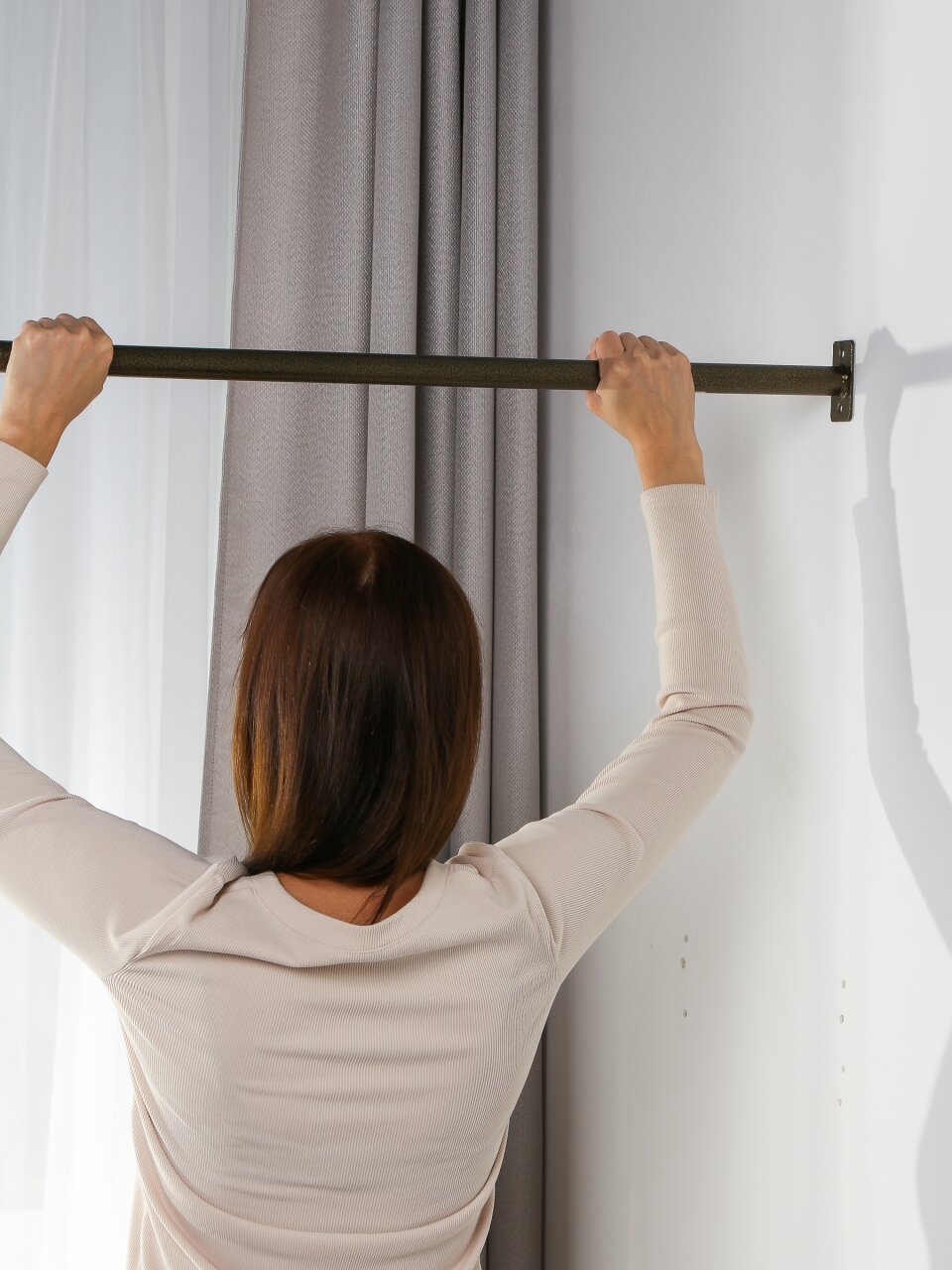 Турник 75-95х6х3 см, сталь, раздвижной, в проем, 100 кг, Ecos, 005960