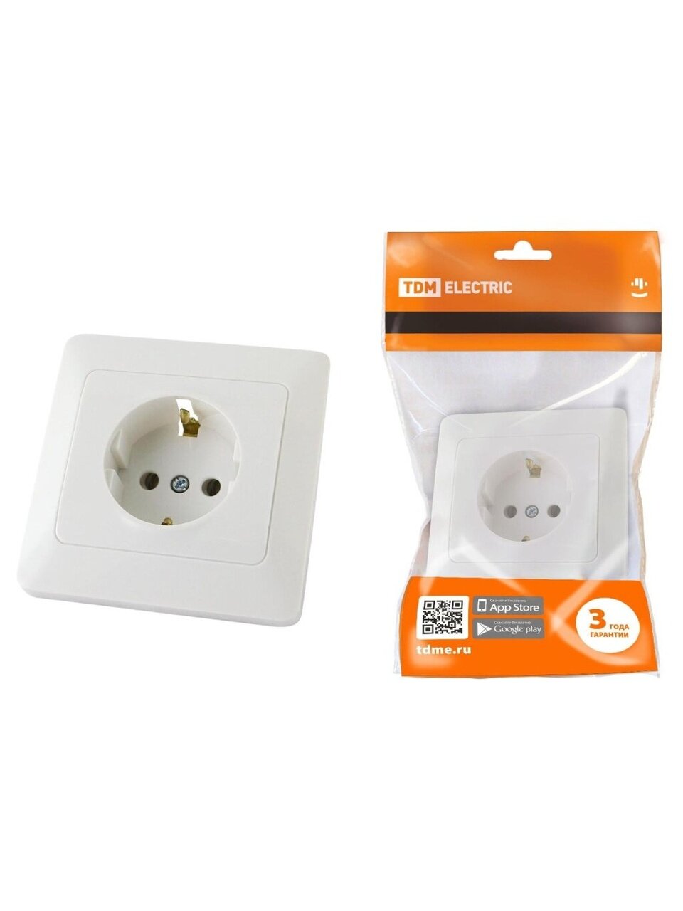 Розетка скрытой установки, 1 гнездо, с заземлением, 16 А, 250 В, ABS пластик, IP20, белая, TDM Electric, Ильмень, SQ1823-0010