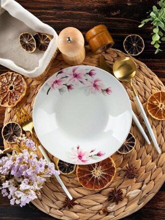 Тарелка суповая, керамика, 20 см, круглая, Нежность, Daniks, 19-220