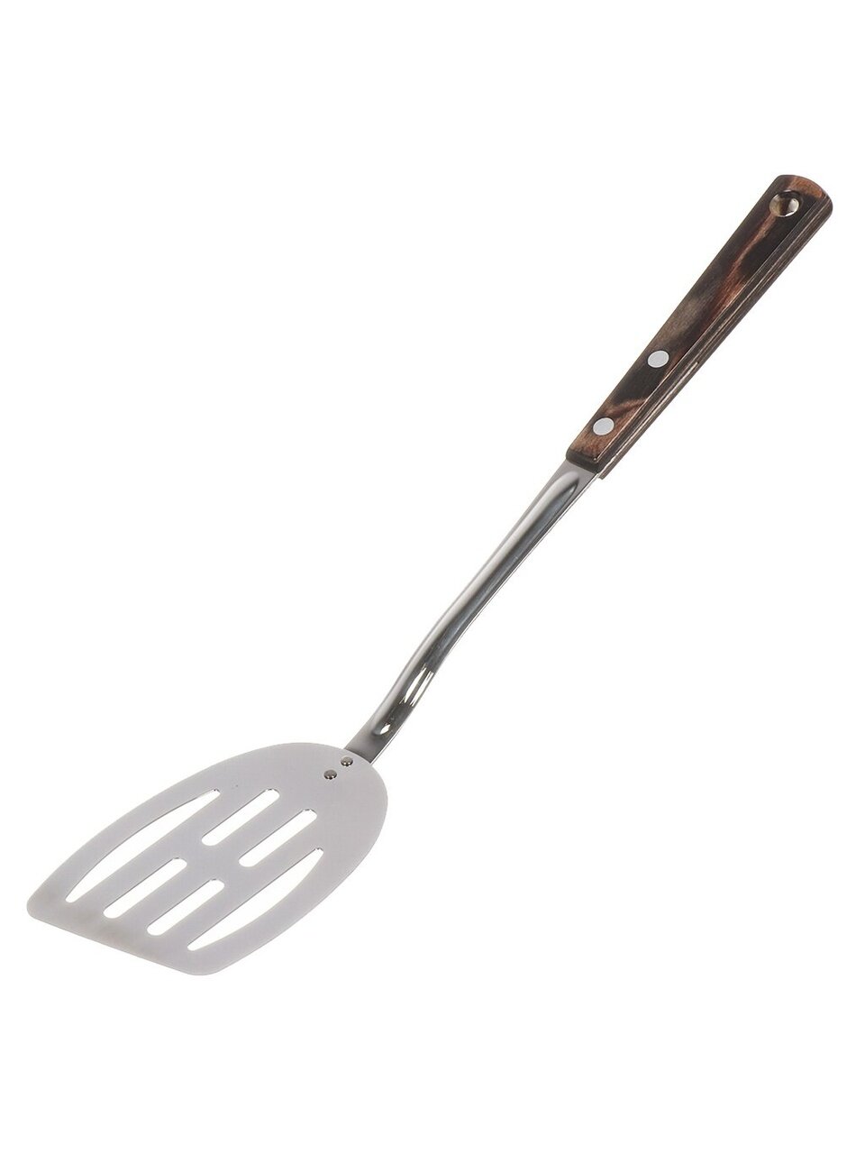 Лопатка кулинарная нержавеющая сталь, 36.1 см, с прорезями, навеска, Tramontina, Polywood, 21155/190-TR