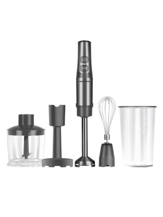 Блендер погружной 1500 Вт, турбо режим, стакан, измельчитель, венчик, чаша, Редмонд, BH400, серый