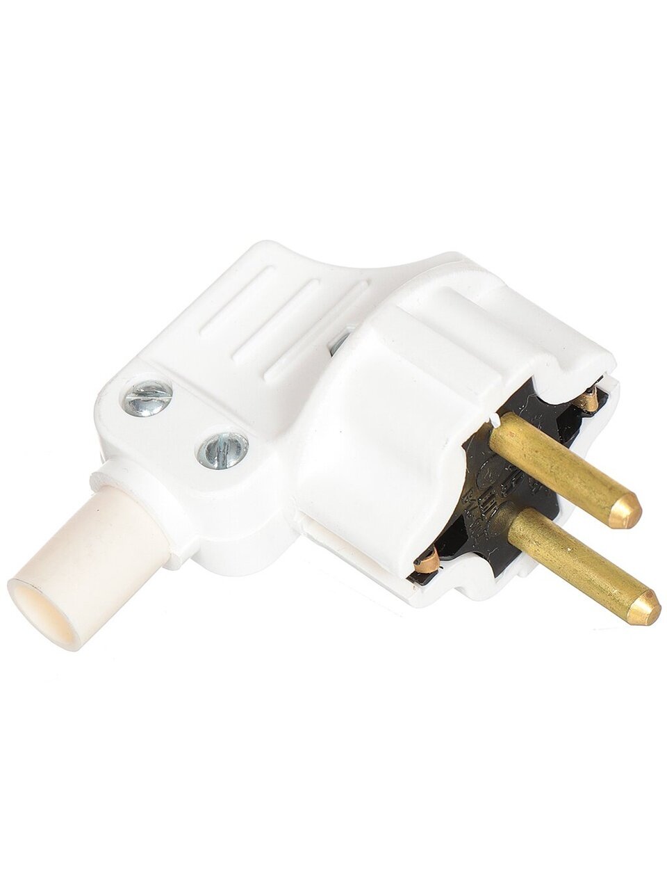 Вилка угловая, с заземлением, белая, В16-004