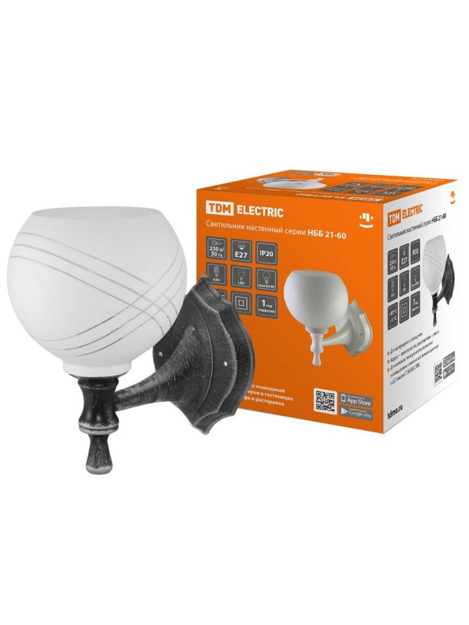 Светильник TDM Electric, НББ 21-60-1322 УХЛ4 Параллели, 60 Вт, E27, на 1 лампочку, IP20, черный, SQ0370-0204
