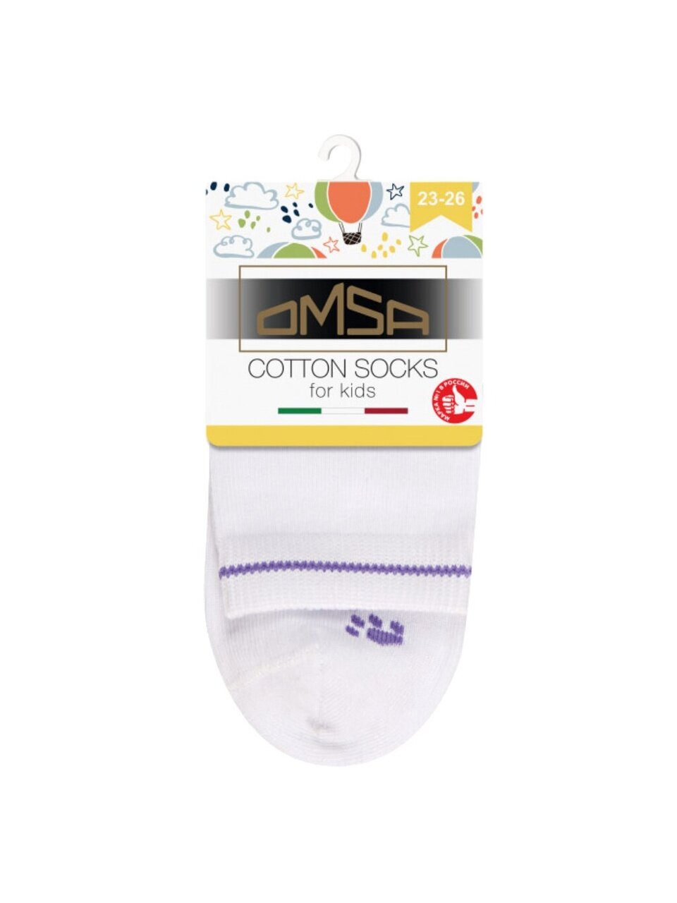 Носки детские унисекс, хлопок, Omsa, Calzino, белые, р. 19-22, 21P61