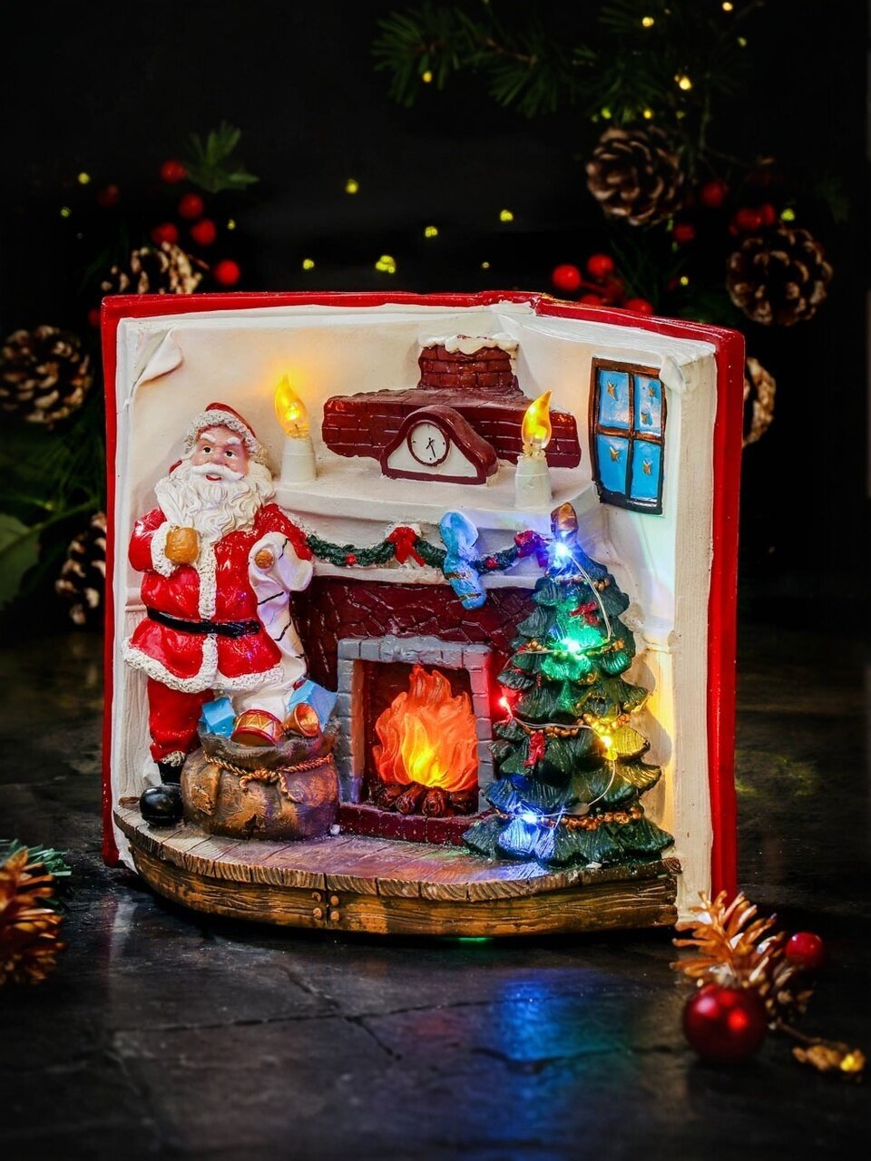 Фигурка декоративная У камина, 26х17х20.5 см, музыкальная, LED, 3хАА, Y4-7512