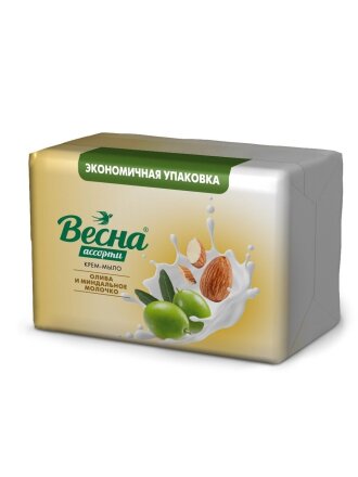 Мыло Весна, Ассорти олива и миндальное молочко, 140 г