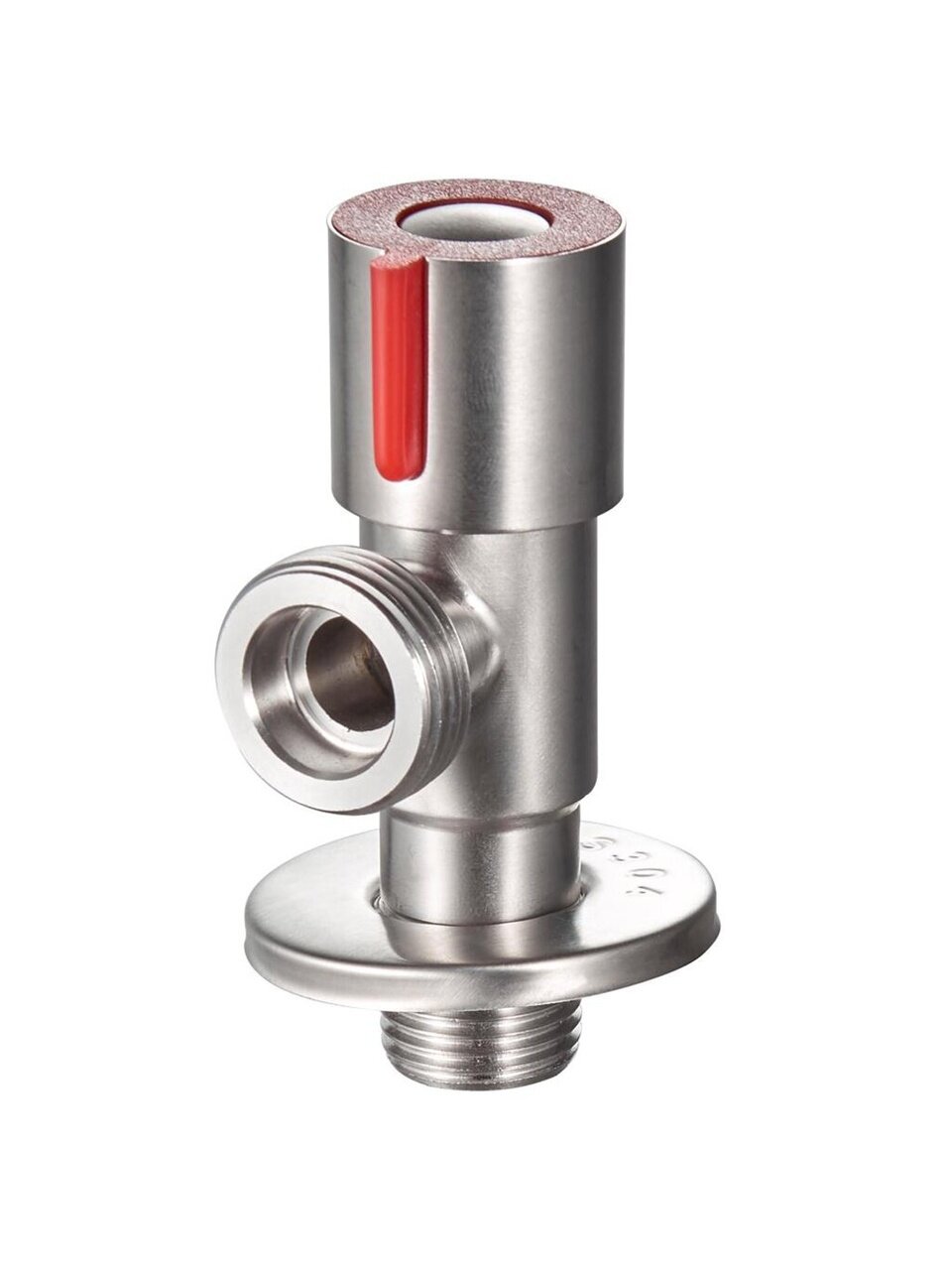 Кран для бытовых приборов, 1/2"х3/4", ш-ш, угловой, красный, РМС