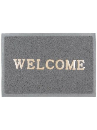 Коврик придверный, 60х90 см, прямоугольный, резина, серый, Spongy Welcome, Sunstep, 38-451