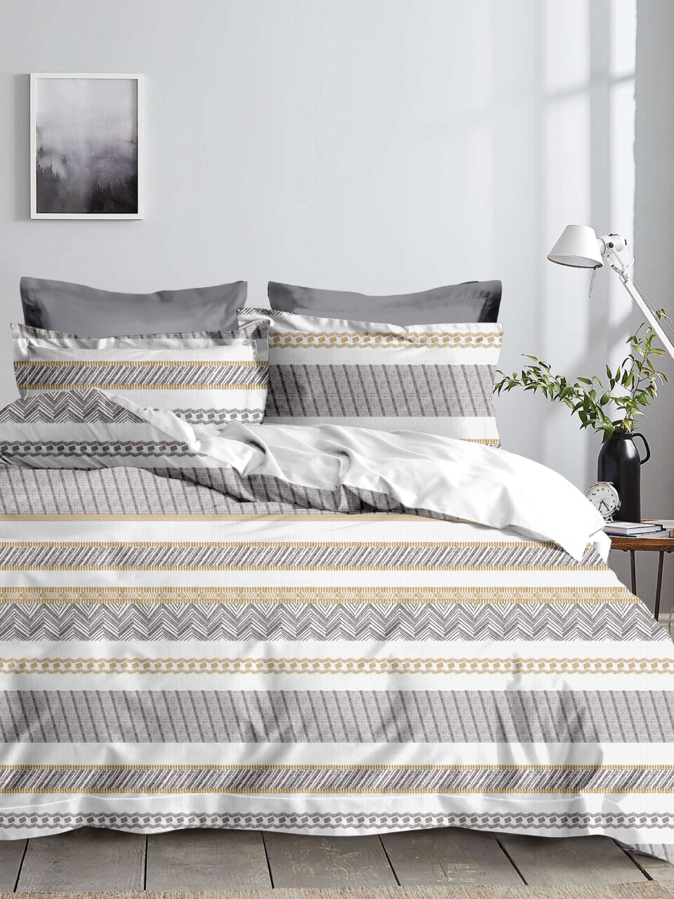 Постельное белье 1.5-спальное, простыня 145х215 см, 1 наволочка 70х70 см, пододеяльник 145х215 см, Майская ночь, микросатин, Неаполь SJT2501-1