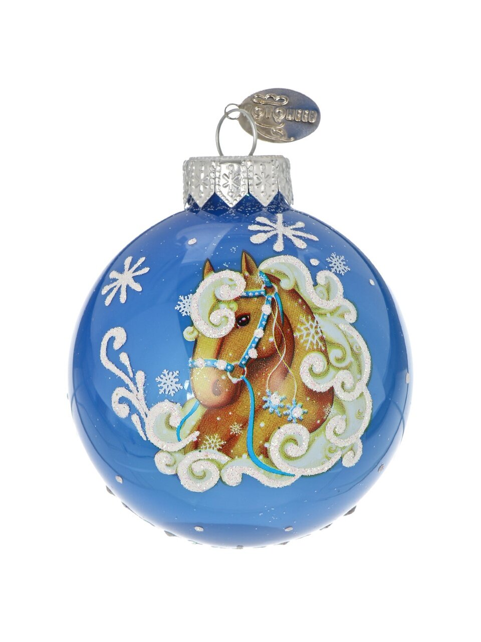 Елочный шар Лошадка кучерявая 1, 6.5 см, стекло, КУ-65-254010/1
