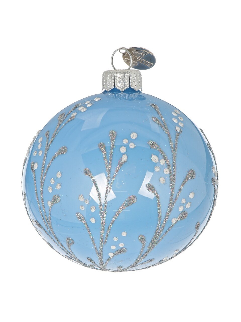 Елочный шар Сверкающий иней, 8 см, стекло, КУ-80-224305