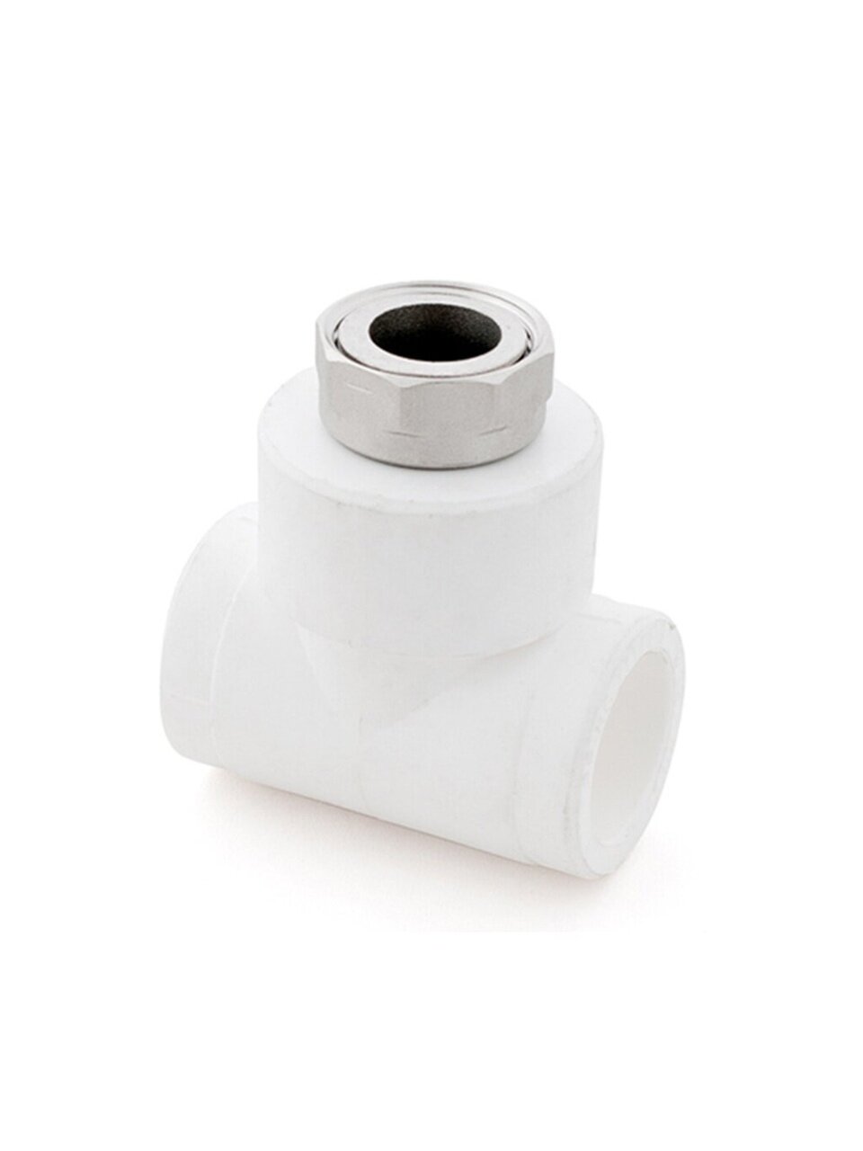 Тройник с накидной гайкой, полипропилен, d32х1", белый, РосТурПласт