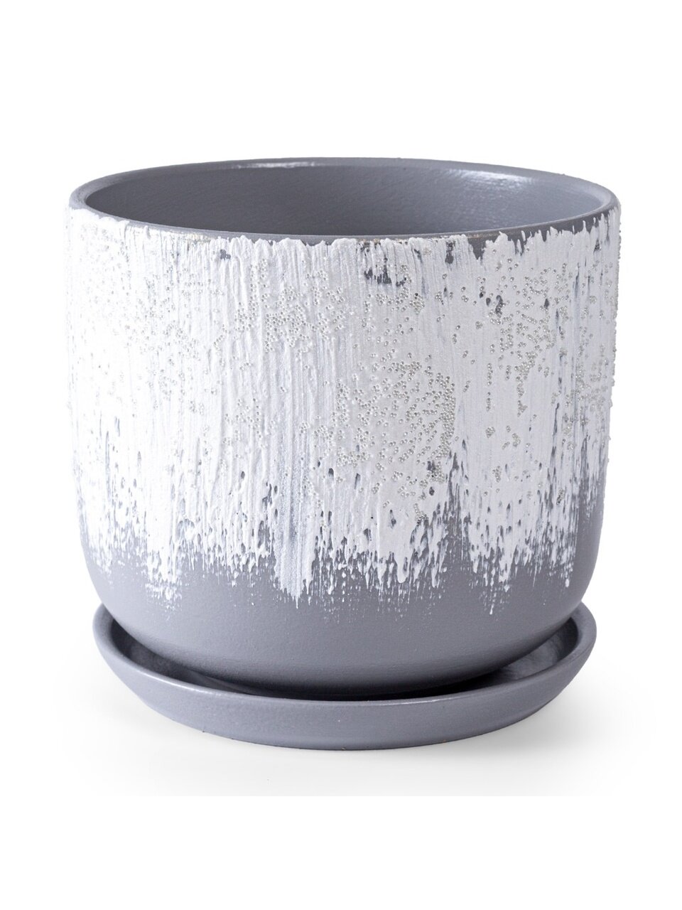 Горшок керамика, 1.6 л, 15х13 см, конус, серый, Айсберг №3, 014936