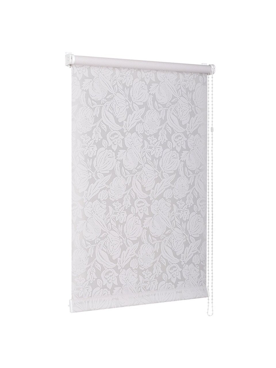 Рулонная штора Роза, 170х140 см, ширина крепления 144 см, белая, Delfa, СРШ-03-276