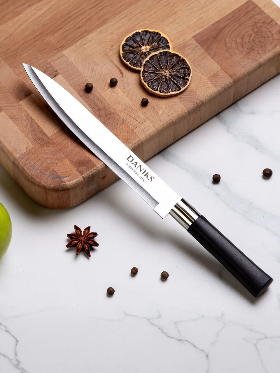 Нож кухонный Daniks, Скара, разделочный, нержавеющая сталь, 20 см, рукоятка пластик, YW-A341-SL