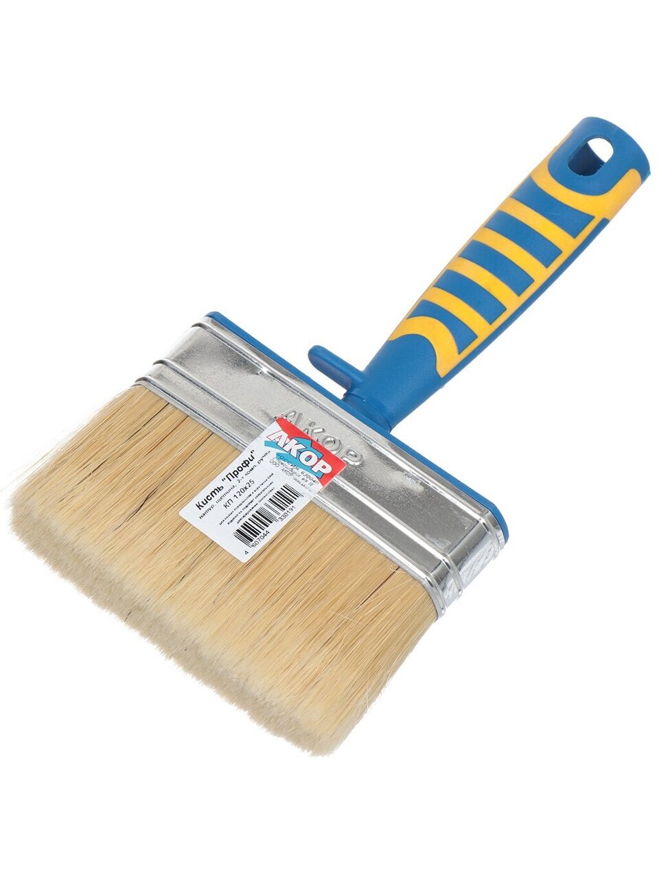 Кисть плоская, Акор, Профи, 25х120 мм, натуральная щетина, рукоятка двухкомпонентная, 160 25 120