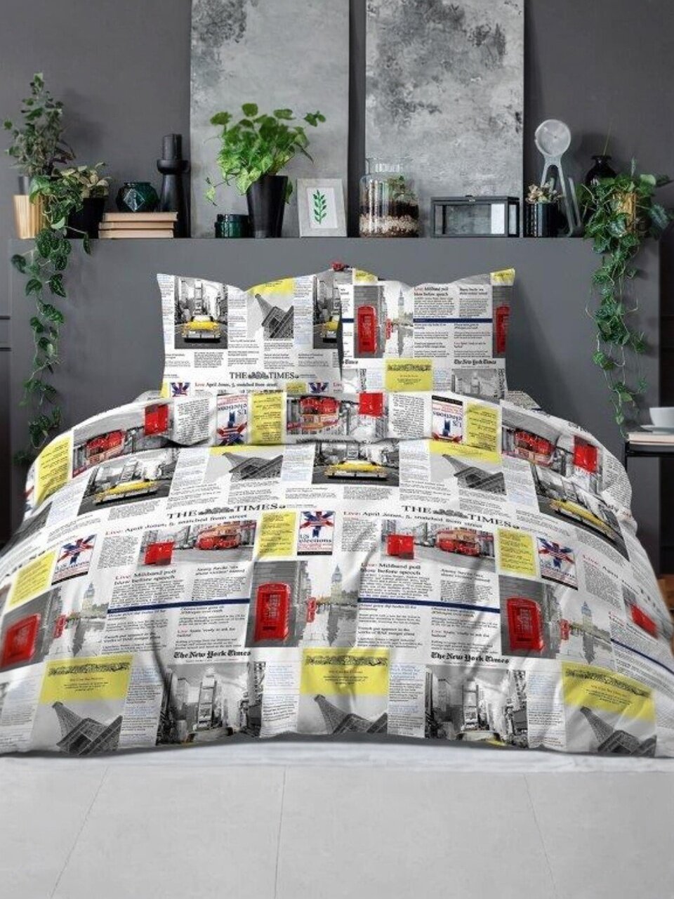 Постельное белье 2-спальное, простыня 215х220 см, 2 наволочки 70х70 см, пододеяльник 175х215 см, Bravo, поплин, Таймс 3687-1