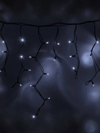 Гирлянда 88 ламп, 3.2х0.6 м, 1 режим, Айсикл (Бахрома), свет белый, черная, сетевая, 255-275