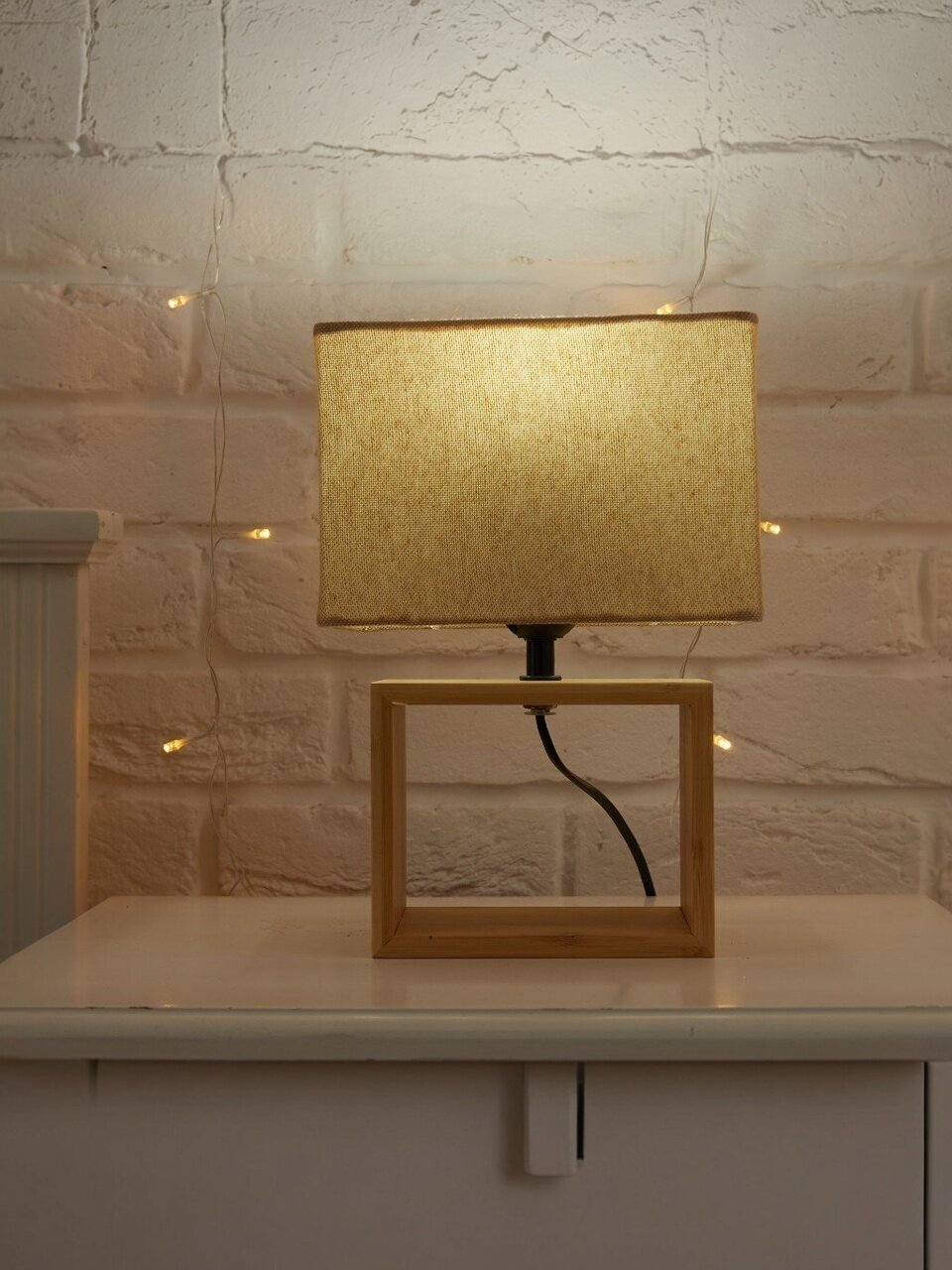 Светильник настольный E27, 40 Вт, светло-серый, Uniel, UML-B401 LIGHT GREY/WOOD, UL-00010956