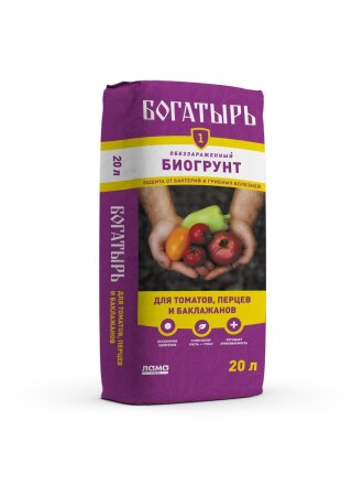 Грунт Богатырь, для томатов, перцев, баклажанов, 20 л, Лама Торф