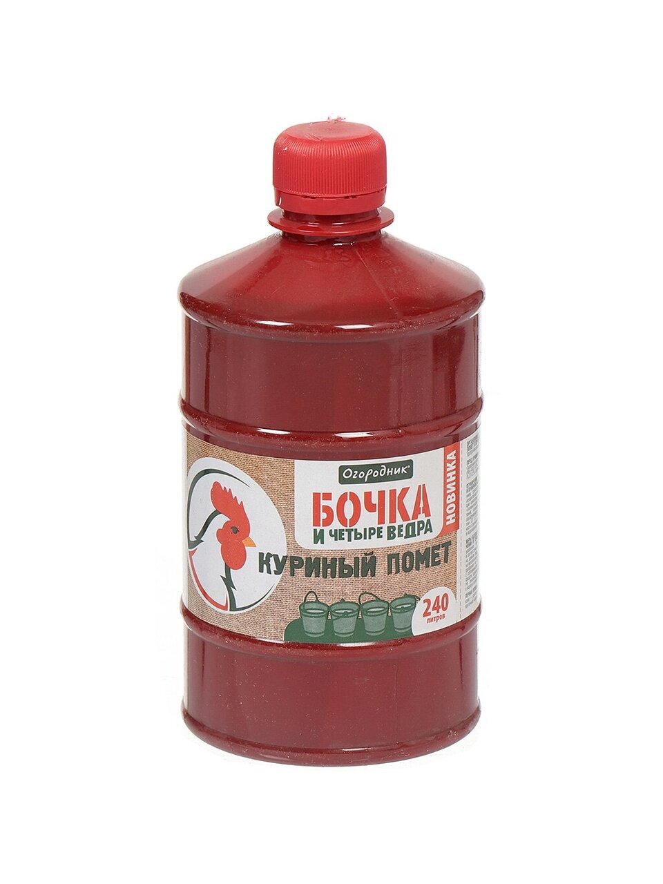 Удобрение Бочка и четыре ведра, куриный помет, органоминеральное, жидкость, 600 мл, Огородник