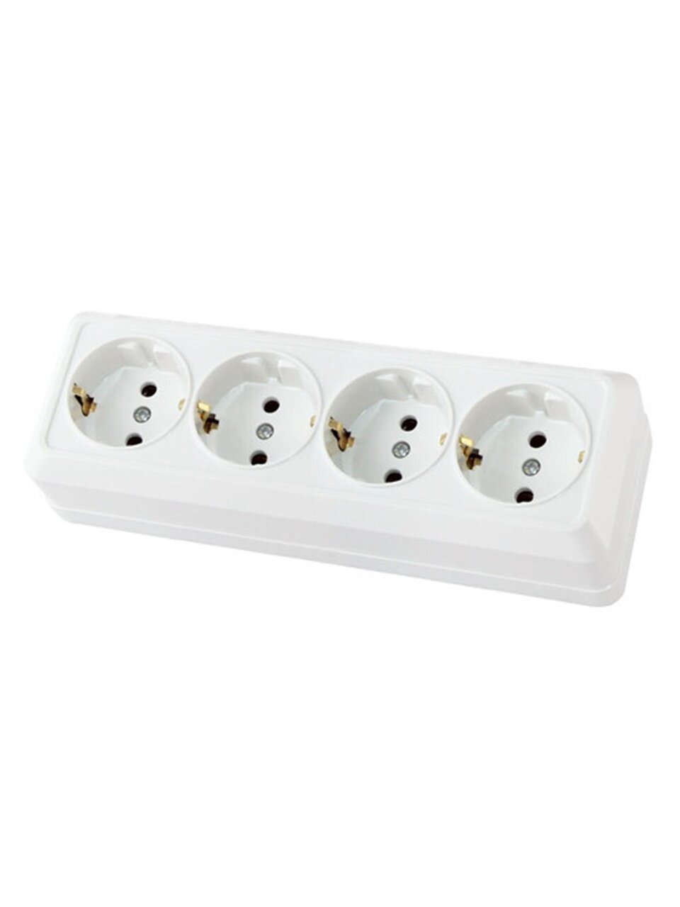 Розетка открытой установки, 4 гнезда, с заземлением, 16 А, пластик, IP20, белая, горизонтальная, 2П+3, TDM Electric, Ладога, SQ1801-0130