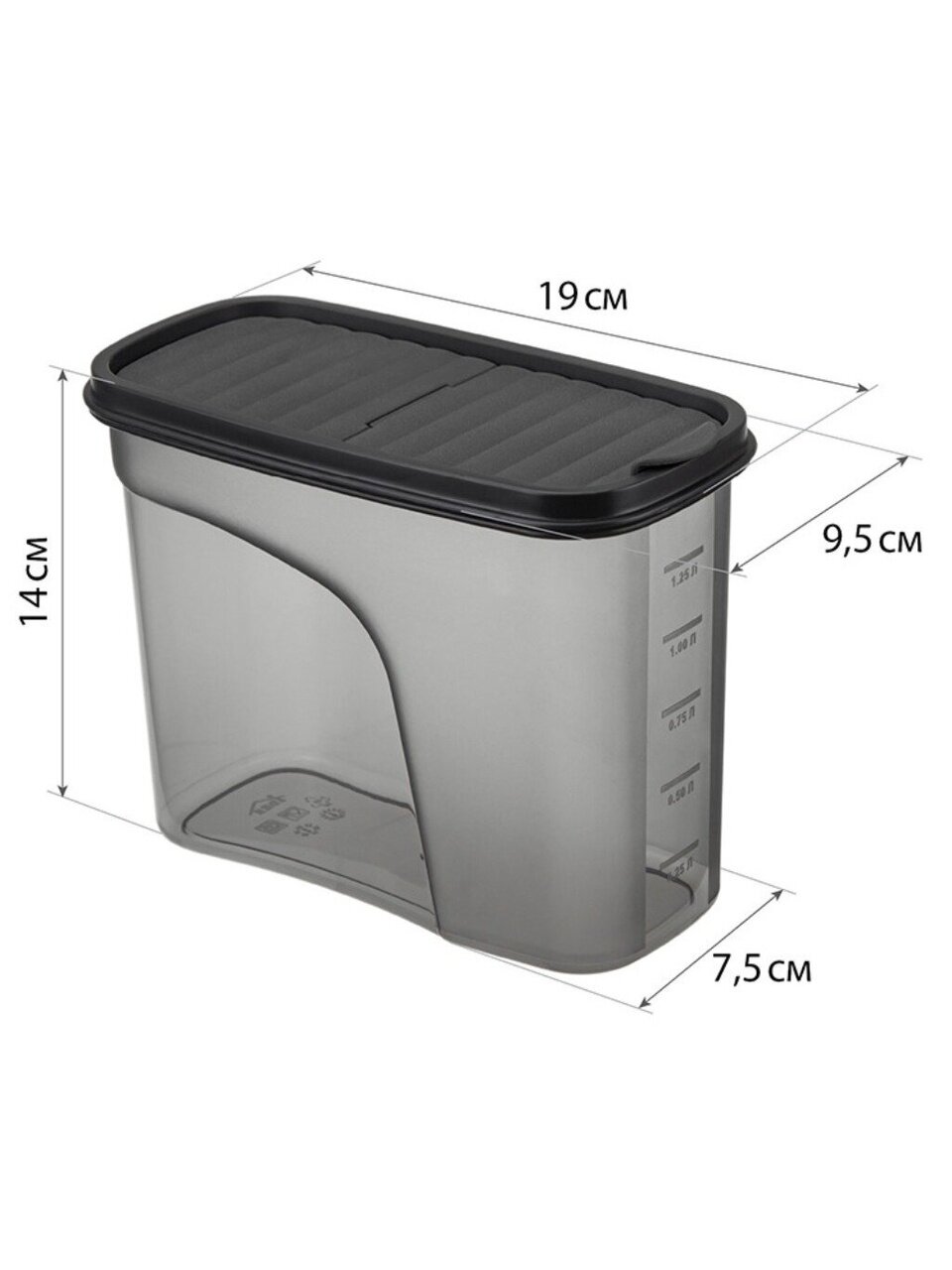 Банка для сыпучих продуктов, пластик, 1.5 л, 19.6 см, с крышкой, Idea, Бест, М 1255