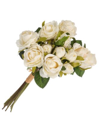 Цветок искусственный декоративный Роза букет, 36 см, белый, Y6-10410