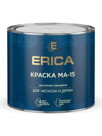 Краска Erica, МА-15, масляная, универсальная, глянцевая, черная, 1.8 кг